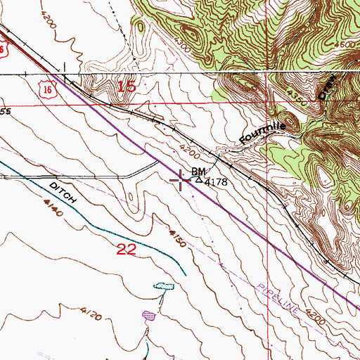 Topographic Map of Fourmile Draw, WY