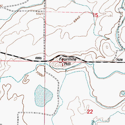 Topographic Map of Fourmile Hill, WY