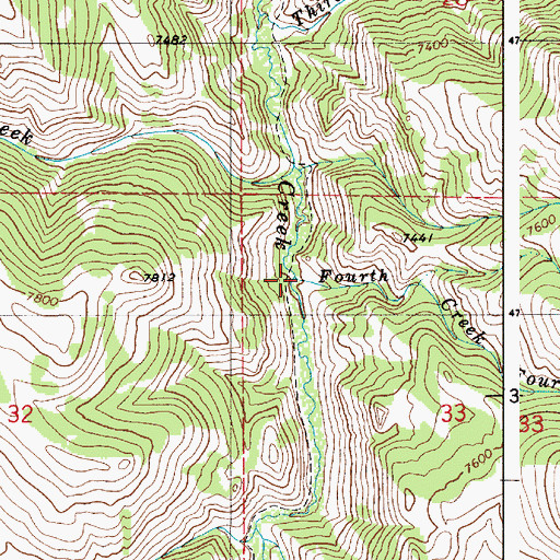 Topographic Map of Fourth Creek, WY