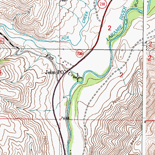Topographic Map of Fox Creek, WY