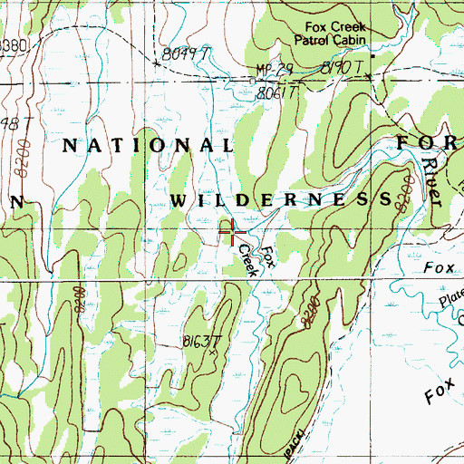Topographic Map of Fox Creek, WY