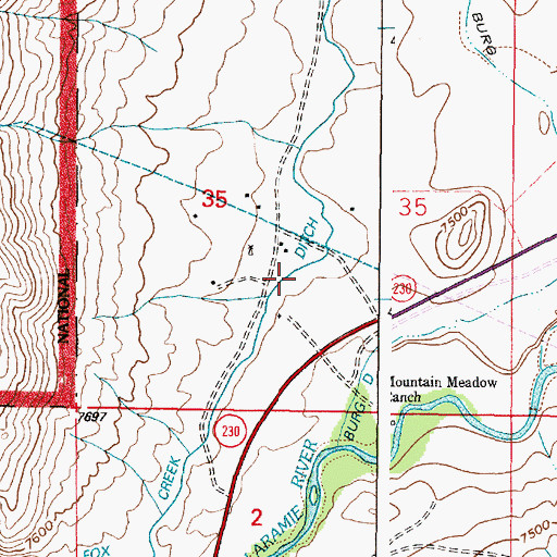 Topographic Map of Fox Creek Ditch, WY