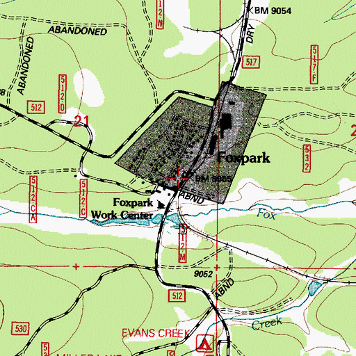 Topographic Map of Foxpark, WY