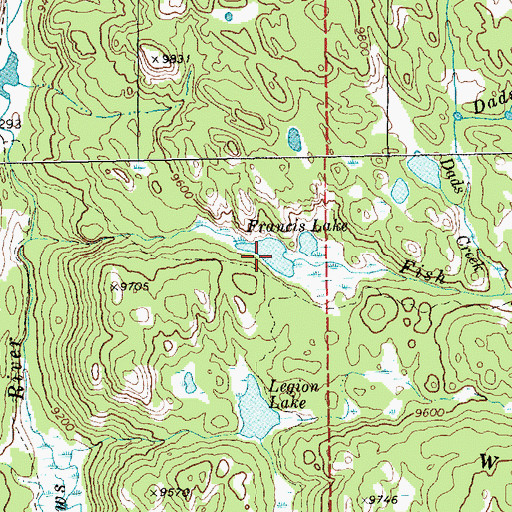 Topographic Map of Francis Lake, WY
