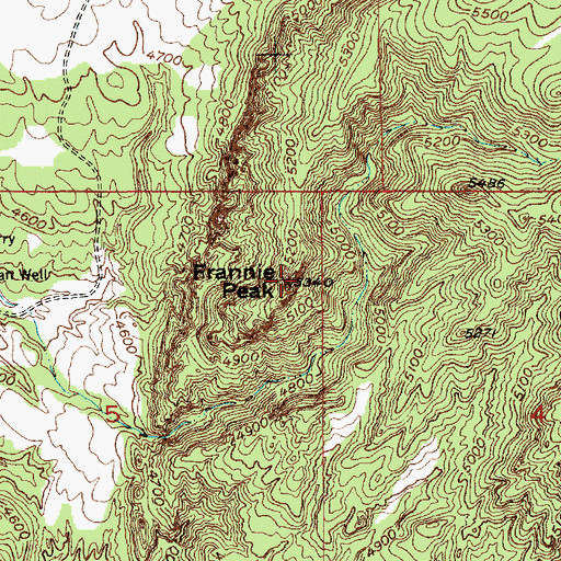 Topographic Map of Frannie Peak, WY