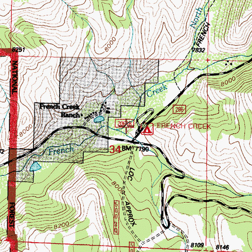 Topographic Map of French Creek Picnic Ground, WY