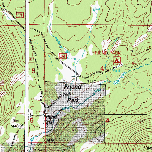 Topographic Map of Friend Park, WY