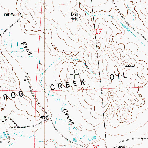 Topographic Map of Frog Creek Oil Field, WY