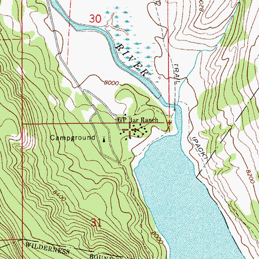 Topographic Map of G P Bar Ranch, WY