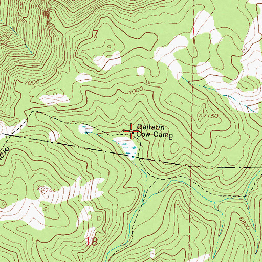 Topographic Map of Gallatin Cow Camp, WY