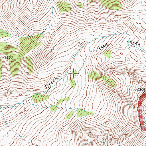 Topographic Map of Game Creek Trail, WY