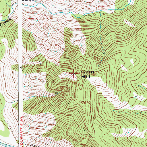 Topographic Map of Game Hill, WY