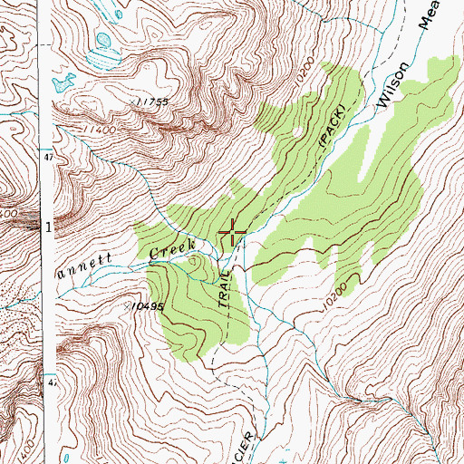 Topographic Map of Gannett Creek, WY
