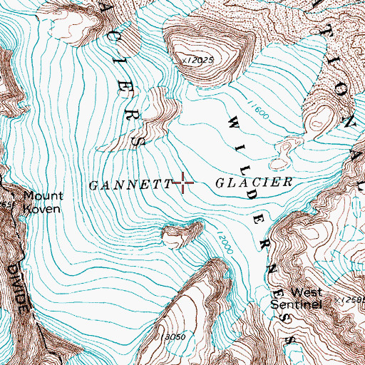 Topographic Map of Gannett Glacier, WY