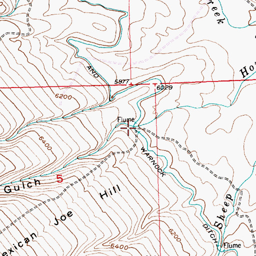 Topographic Map of Gaylor and Warnock Ditch, WY