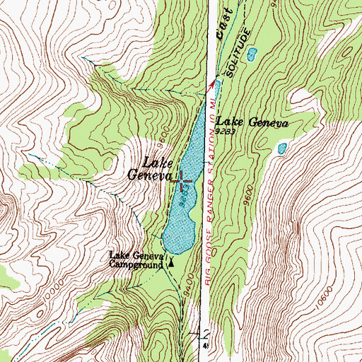 Topographic Map of Lake Geneva, WY