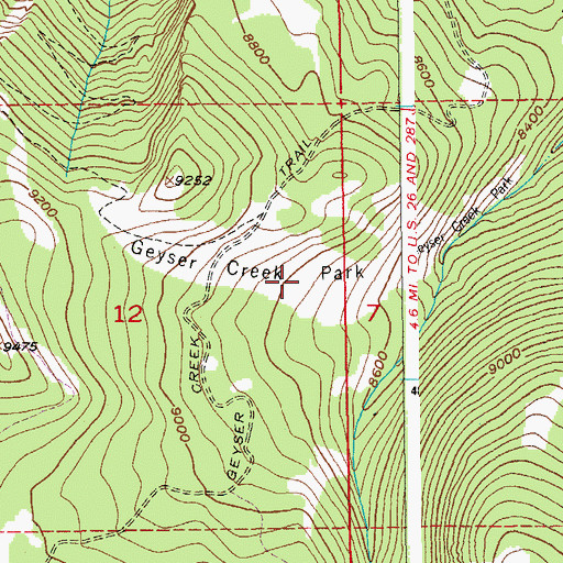 Topographic Map of Geyser Creek Park, WY