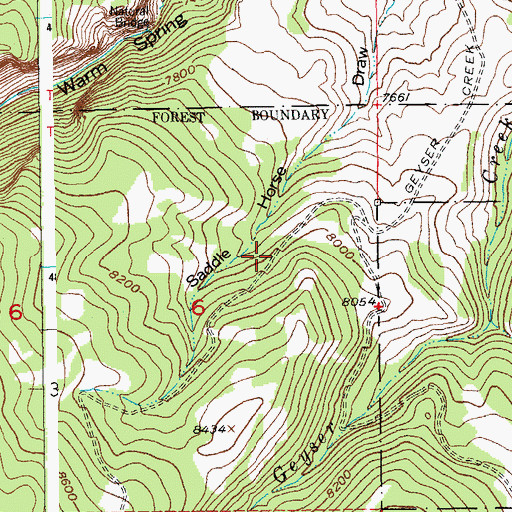 Topographic Map of Geyser Creek Trail, WY