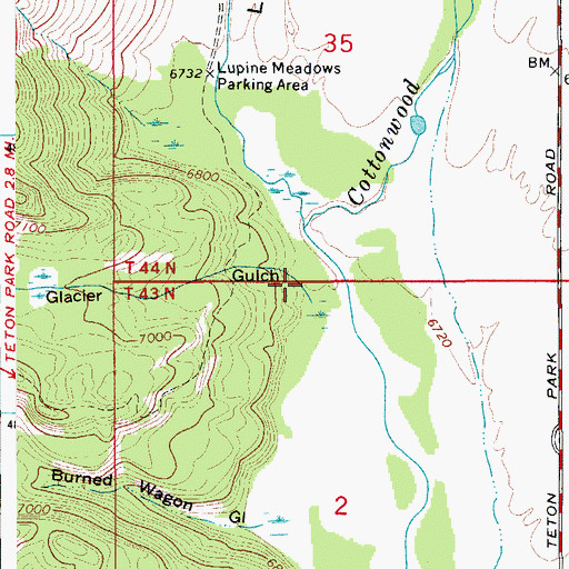 Topographic Map of Glacier Gulch, WY