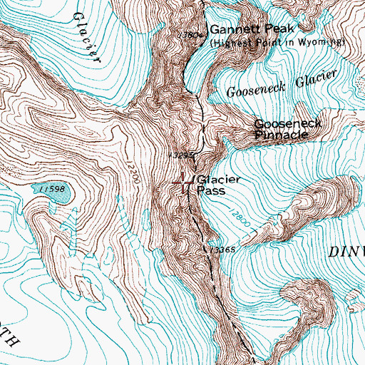 Topographic Map of Glacier Pass, WY