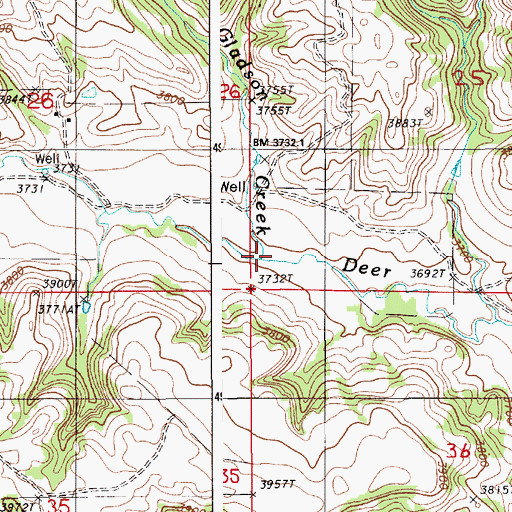 Topographic Map of Gladson Creek, WY