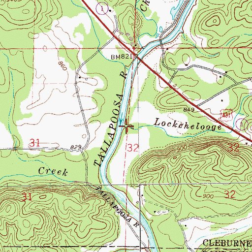 Topographic Map of Lockchelooge Creek, AL
