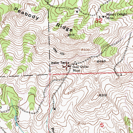 Topographic Map of Gold Dollar Mine, WY