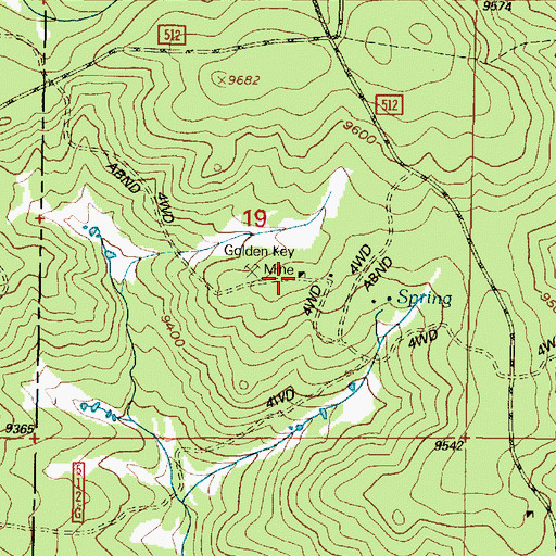 Topographic Map of Golden Key Mine, WY
