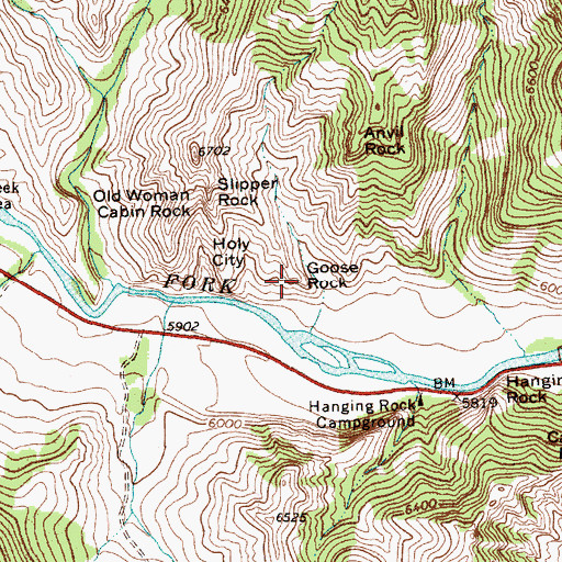Topographic Map of Goose Rock, WY