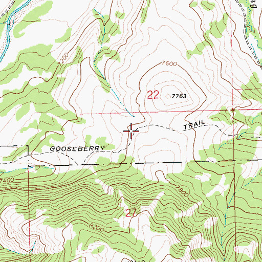 Topographic Map of Gooseberry Trail, WY