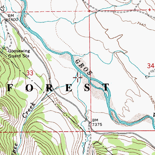 Topographic Map of Goosewing Creek, WY