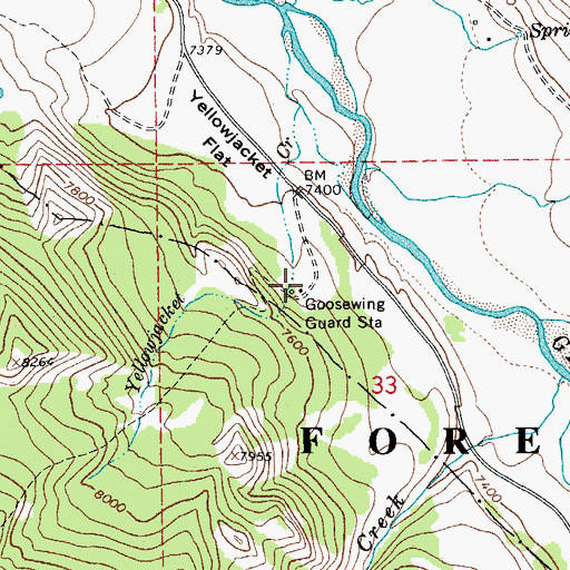 Topographic Map of Goosewing Guard Station, WY