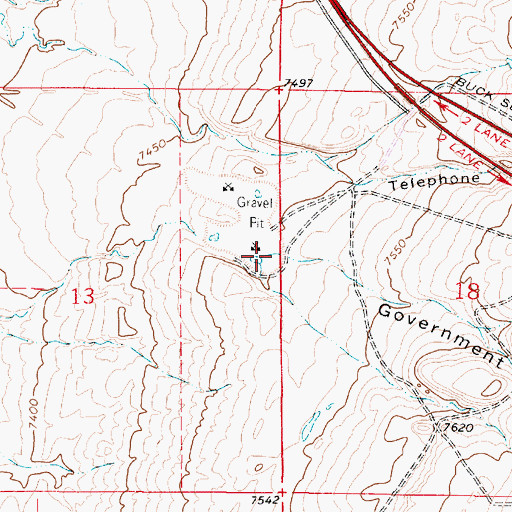 Topographic Map of Government Gully, WY