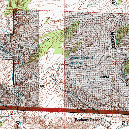 Topographic Map of Government Spring, WY