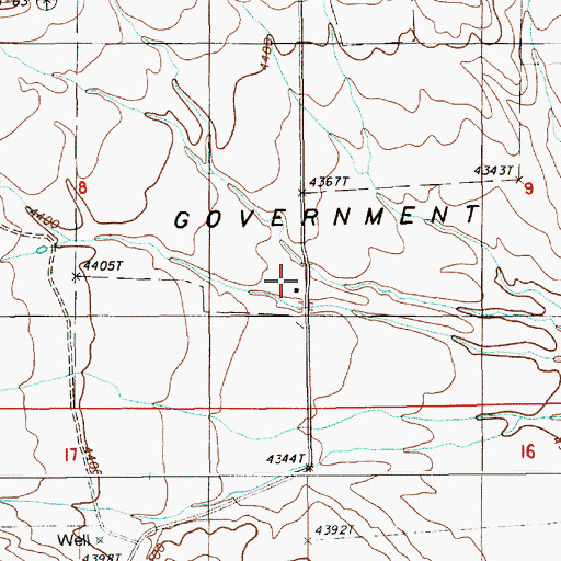 Topographic Map of Government Valley School, WY