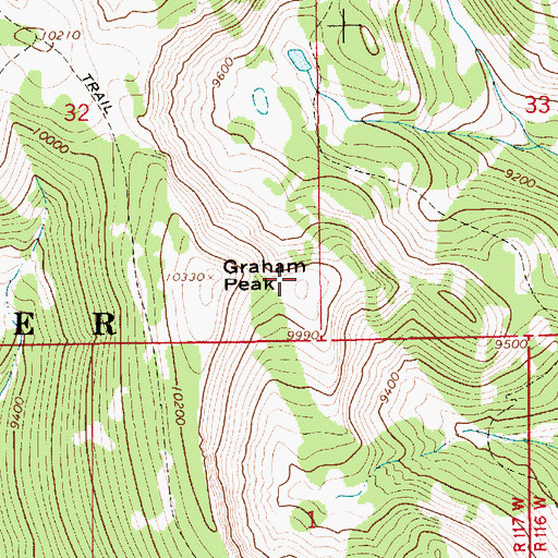 Topographic Map of Graham Peak, WY