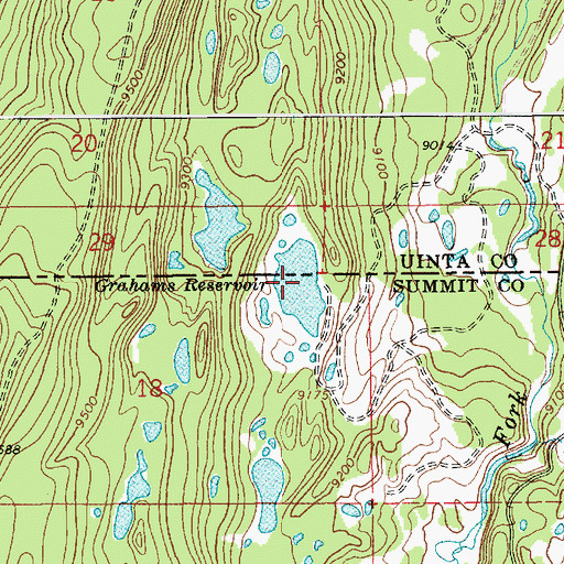 Topographic Map of Grahams Reservoir, UT