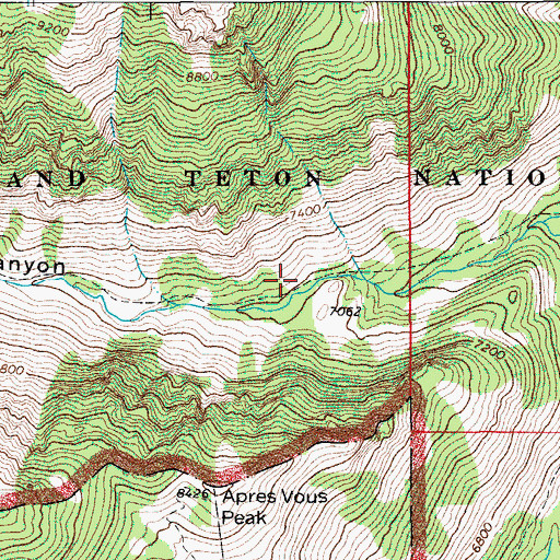 Topographic Map of Granite Canyon Trail, WY