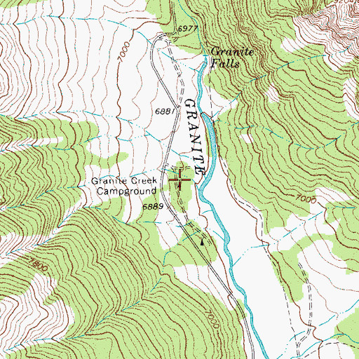 Topographic Map of Granite Creek Campground, WY