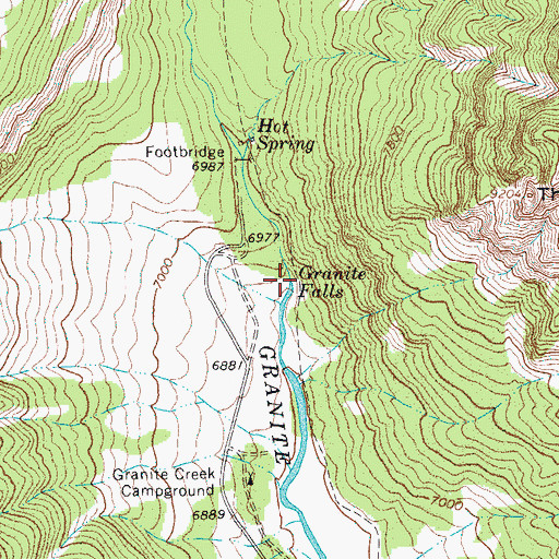 Topographic Map of Granite Falls, WY