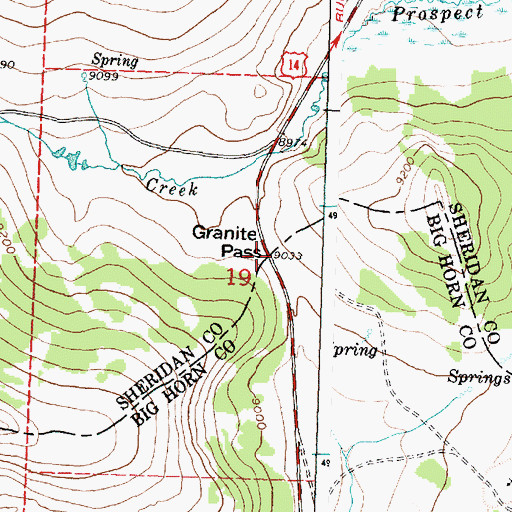 Topographic Map of Granite Pass, WY