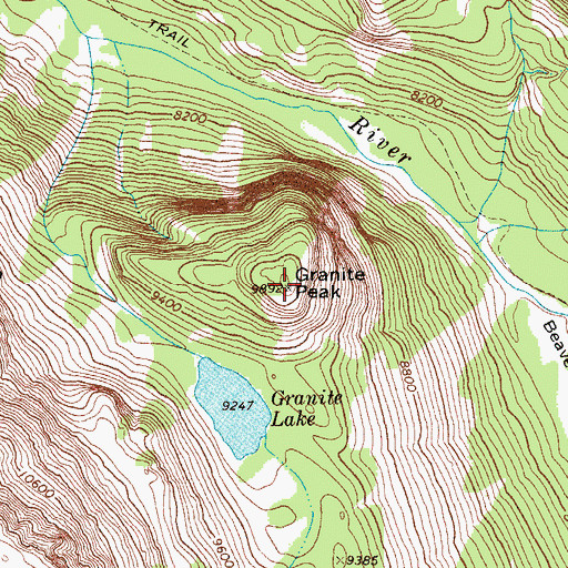 Topographic Map of Granite Peak, WY