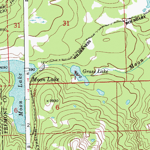 Topographic Map of Grass Lake, WY