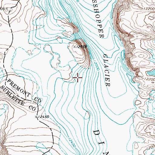 Topographic Map of Grasshopper Glacier, WY