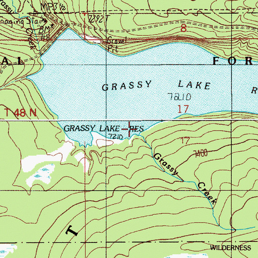 Topographic Map of Grassy Creek, WY