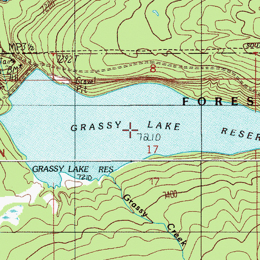 Topographic Map of Grassy Lake Reservoir, WY