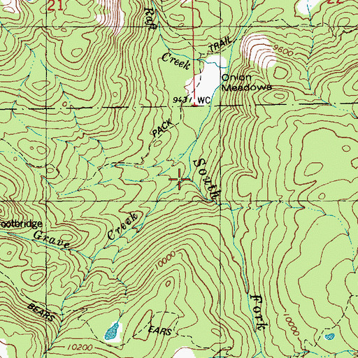 Topographic Map of Grave Creek, WY