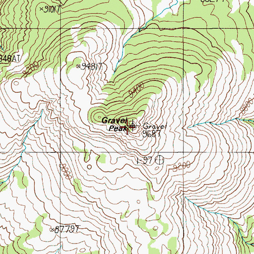 Topographic Map of Gravel Peak, WY