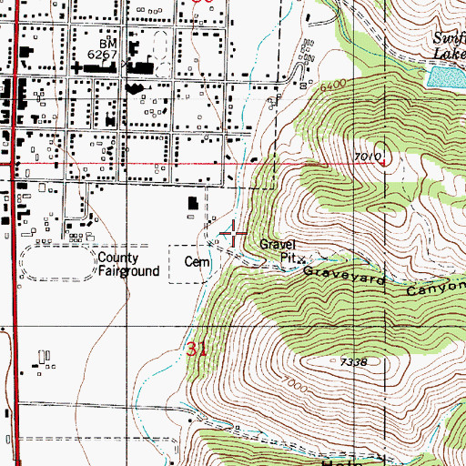 Topographic Map of Graveyard Canyon, WY