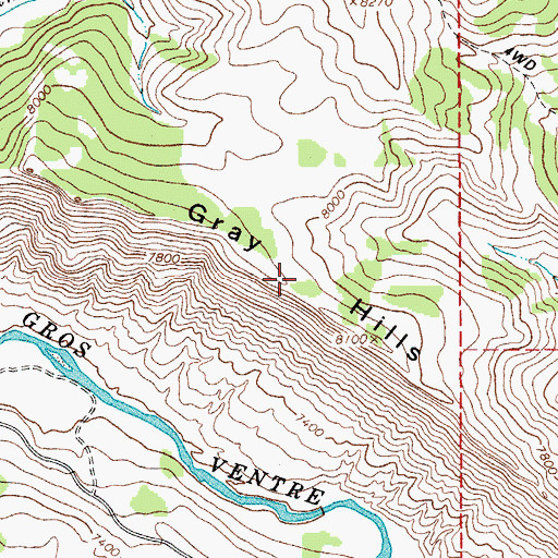 Topographic Map of Gray Hills, WY